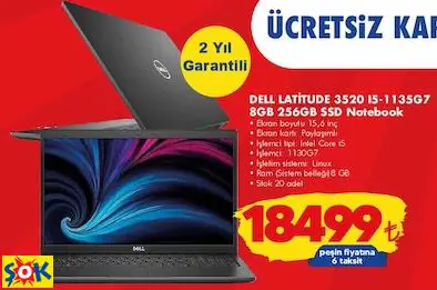 DELL LATİTUDE 3520 I5-1135G7 8GB 256GB SSD NOTEBOOK/LAPTOP/DİZÜSTÜ BİLGİSAYAR